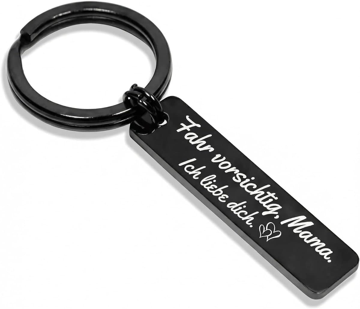 Premium Engraved Key Chain, Careful, Mommy Dad, Grandma, Grandpa, Brother, Sister, Treasure as Happiness Charm and - ShopVlot
