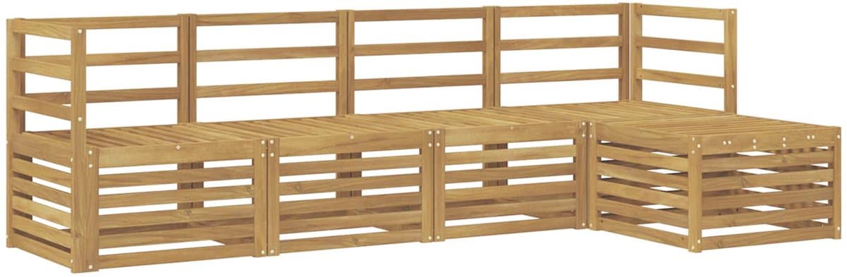 vidaXL - Buiten - bank - set - 5 - pcs - Wit - Massief - Acacia - Hout