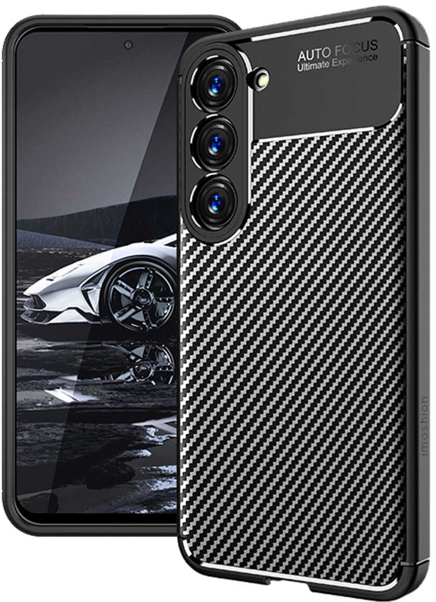 imoshion Hoesje - Geschikt voor Samsung Galaxy S23 Plus - Carbon Softcase Backcover - Zwart