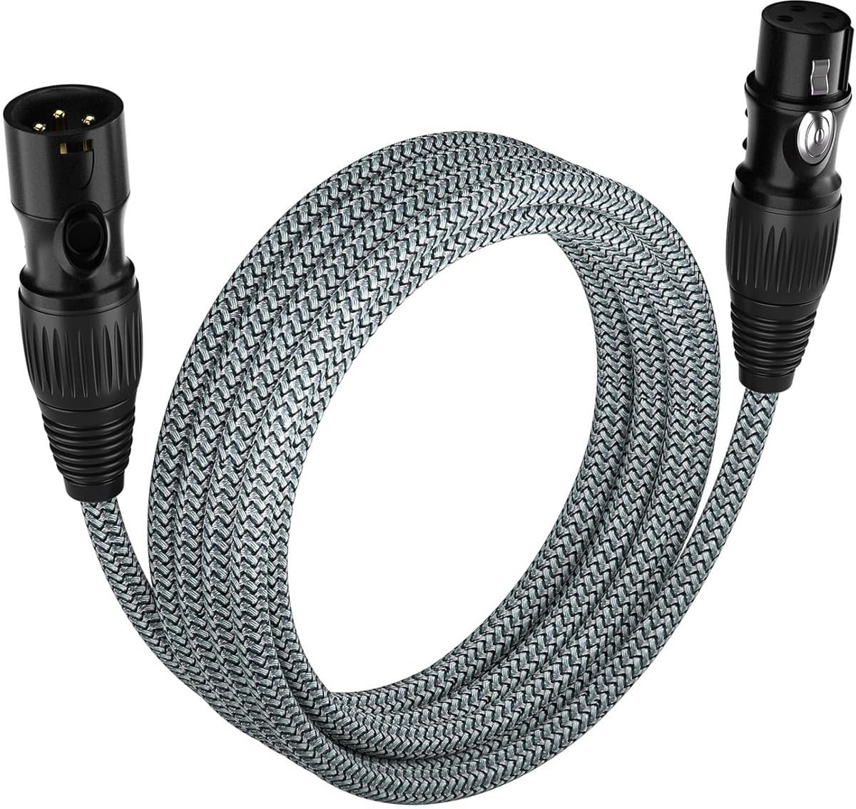 Microfoon Kabel - XLR Snoer - Audio Opnames - Nylon Gevlochten - 1 Meter - Zwart