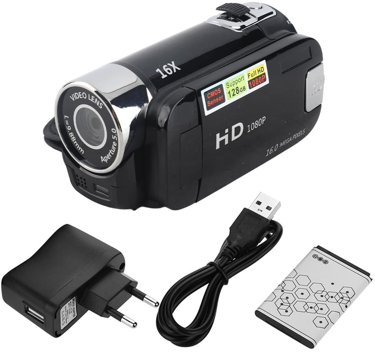 Store_8 - Videocamera Camcorder - Full HD - 16X High Definition - Zwarte Digitale Camcorder - Vlogging Kamera - Geschikt voor Thuisfeest en Buitens...