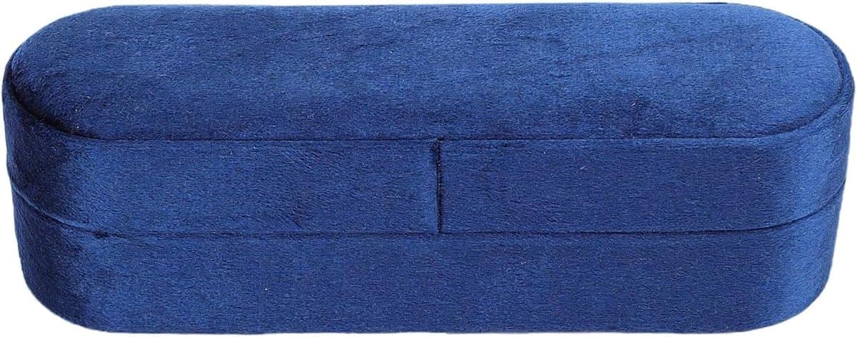 Ring Opbergdoos - Sieraden Organizer - Reizen en Thuis - 11 Flexibele Sleuven - 19x7x6 cm - Blauw