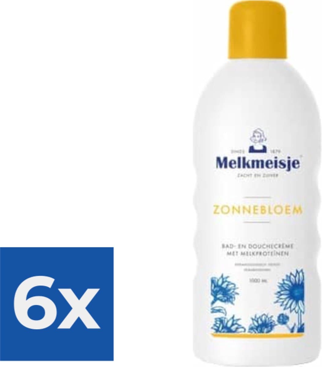 Melkmeisje Bad & Douche Zonnebloem - 1000 ml - Douchecrème - Voordeelverpakking 6 stuks