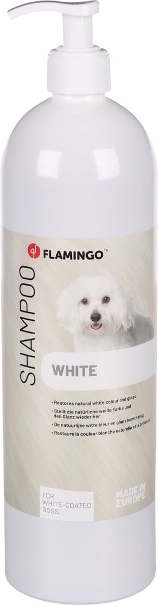 Hondenshampoo Witte Vacht – 1L – verzorgend & hydraterend – Flamingo vachtverzorging