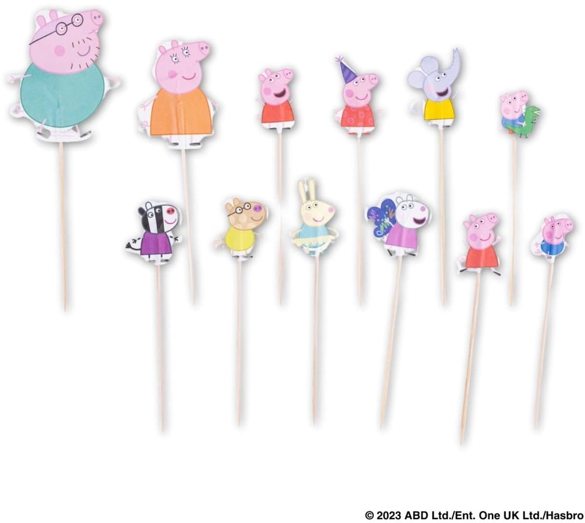 Set van 24 houten prikkers versierd voor feesten en verjaardagen Dr. Oetker Peppa Pig