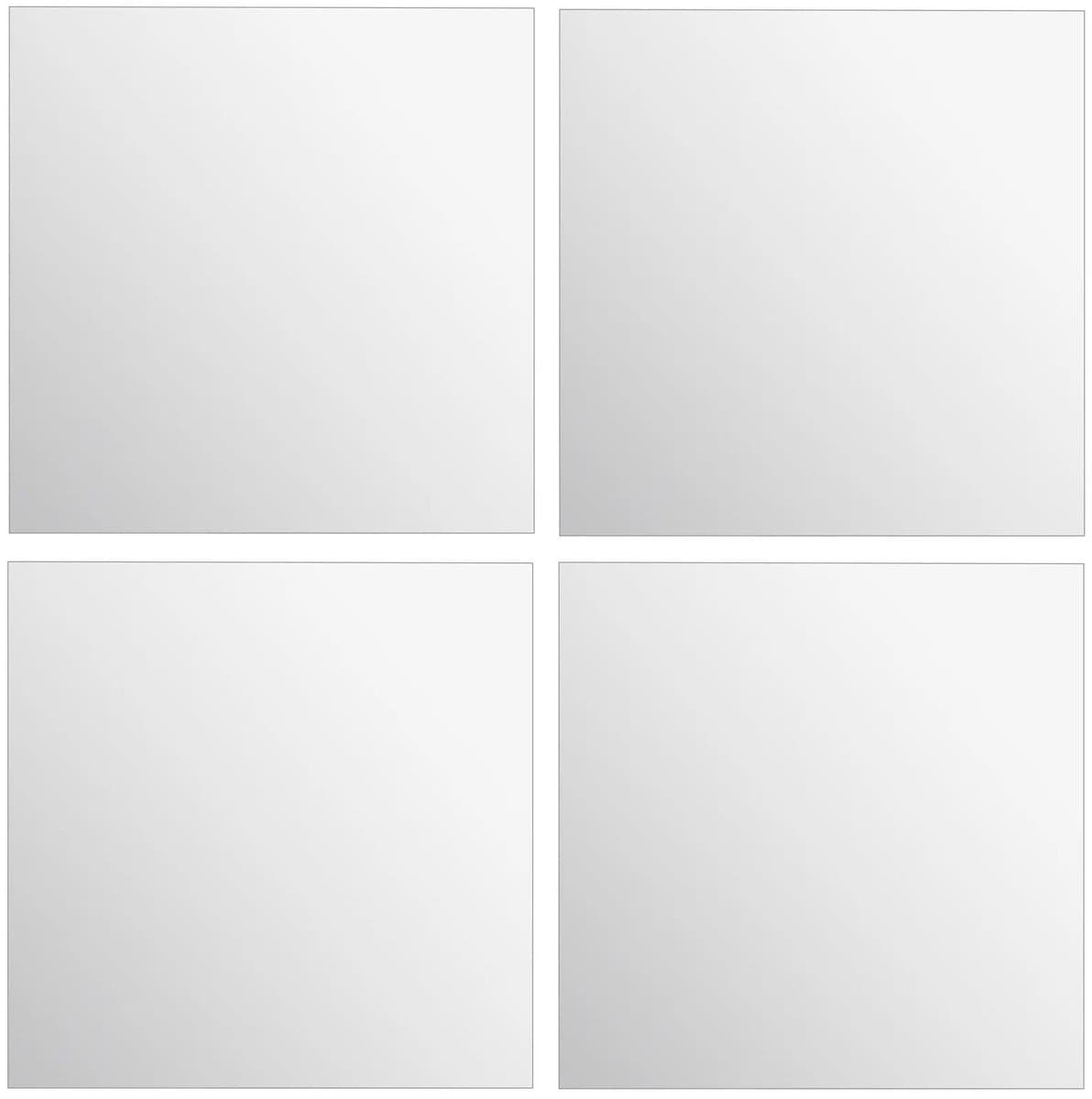 5five Vierkante Wandspiegel Set - Zilver, 30 x 30 cm, 4 stuks