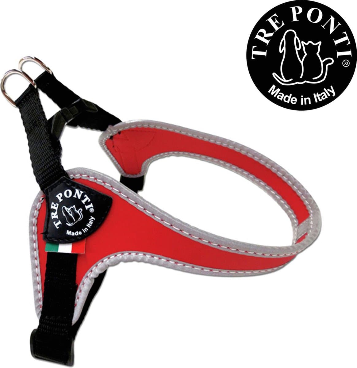 Tre Ponti Fibbia Basic Tuig Rood&Reflectie - Hondenharnas - 28-37 Cm Tot 3 Kg