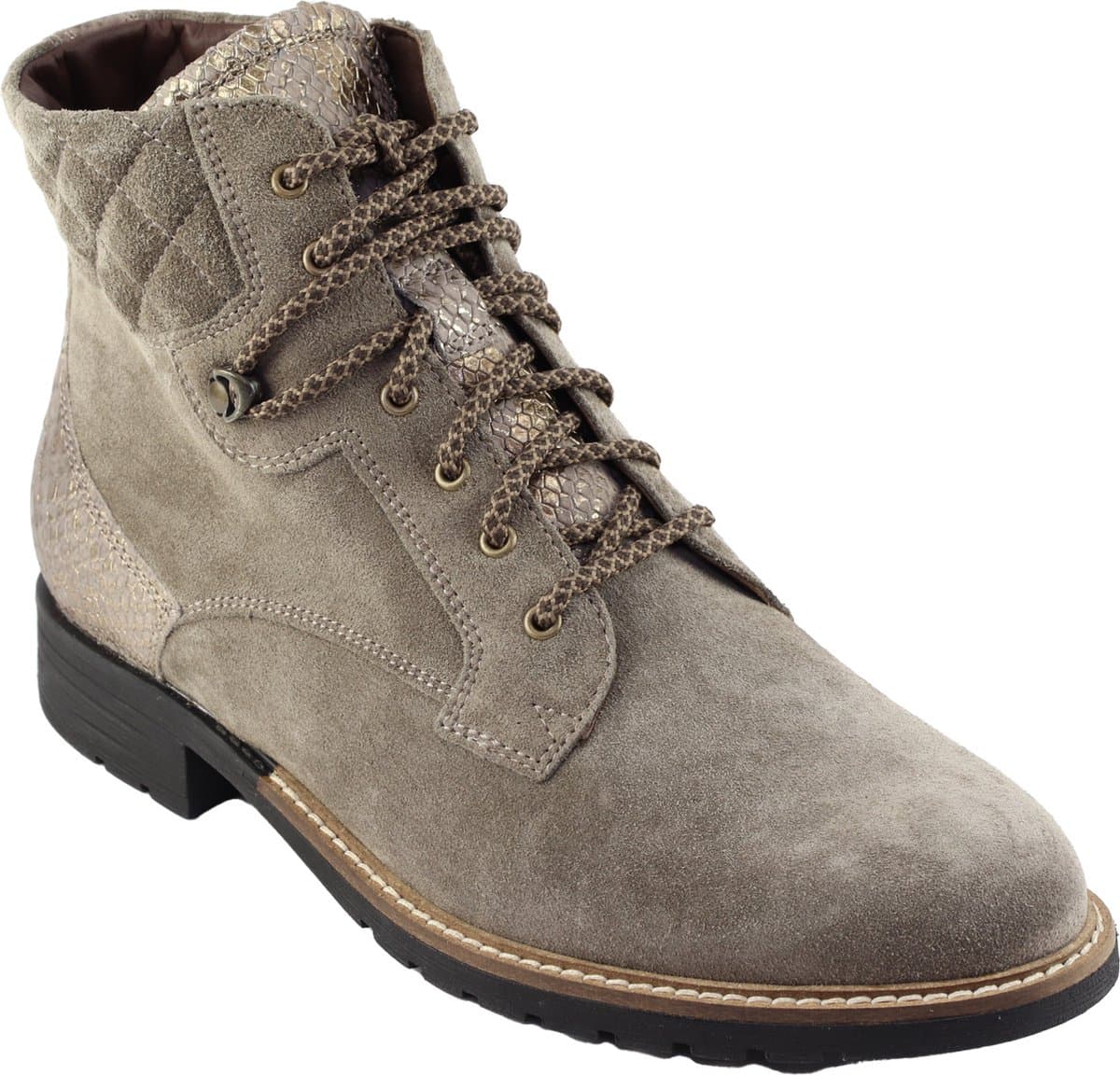 Durea - 9731 H - Hoge sneakersVeterlaarzenDames veterschoenenDames sneakersHalf-hoge schoenen - Kleur: Taupe - Maat: 40.5