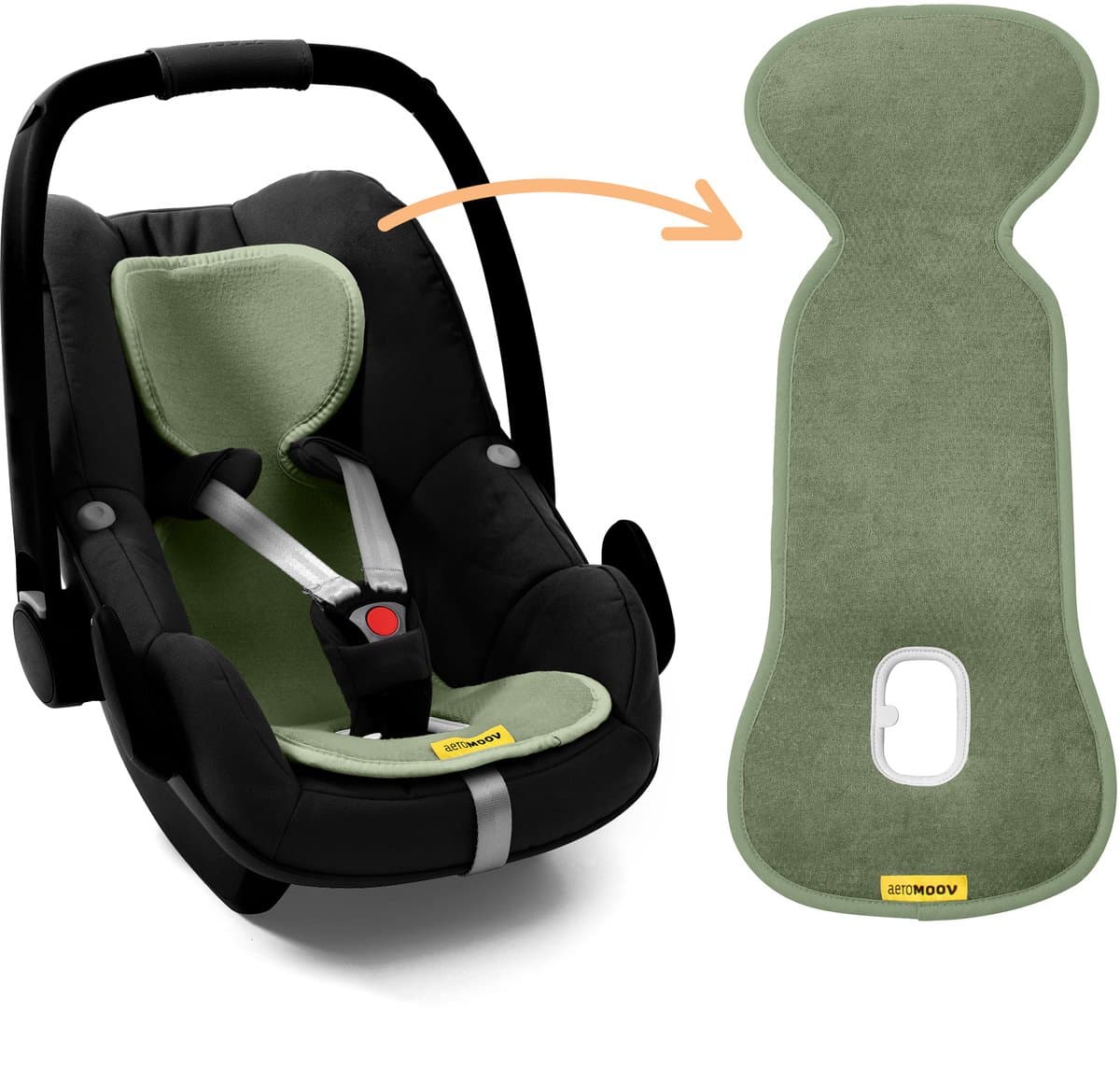 AeroMoov Air Layer – Inlegkussen Autostoel – Ademend & Warmteregulerend - Groep 0+ - Green Moss