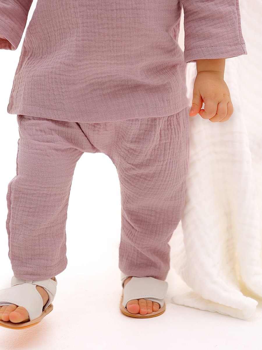 RobyKris Baby Broek - Katoenen mousseline - Poederroze - Maat 62-68
