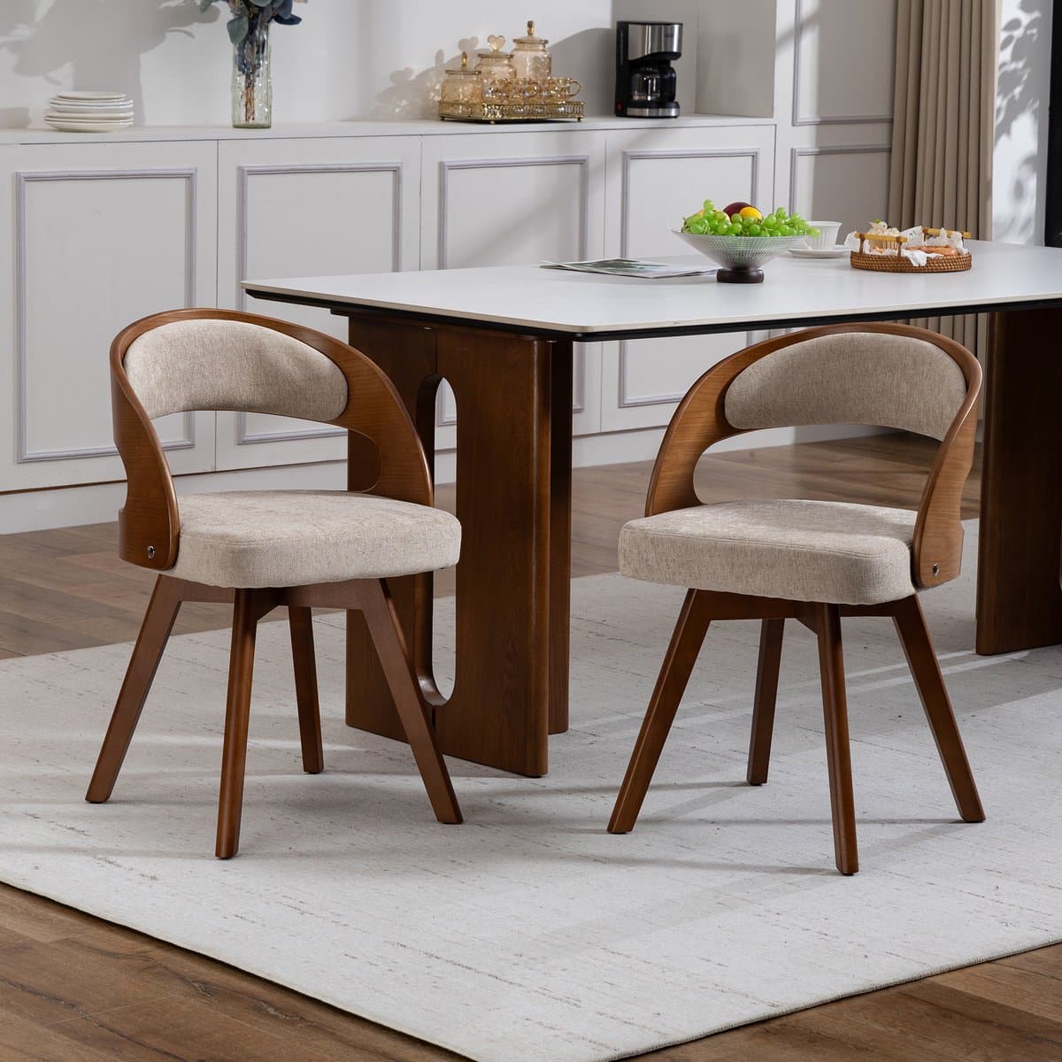 STILVORA Eetkamerstoel 44 x 41 x 72 cm - 360 Graden Draaibaar En Ergonomisch - Voor Eetkamer En Café - Linnen - Khaki