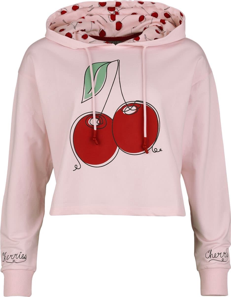 Pussy Deluxe Cherry Cropped Hooded Dames Trui met capuchon - roze - S