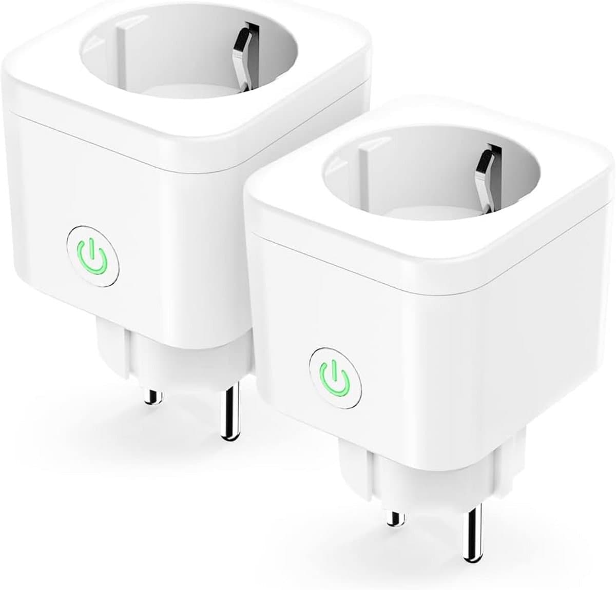 Slimme Mini Stekker Type F - Programmeerbare WiFi Stopcontacten voor Alexa en Google Home - Set van 2 met Afstandsbediening en Tijdsfunctie