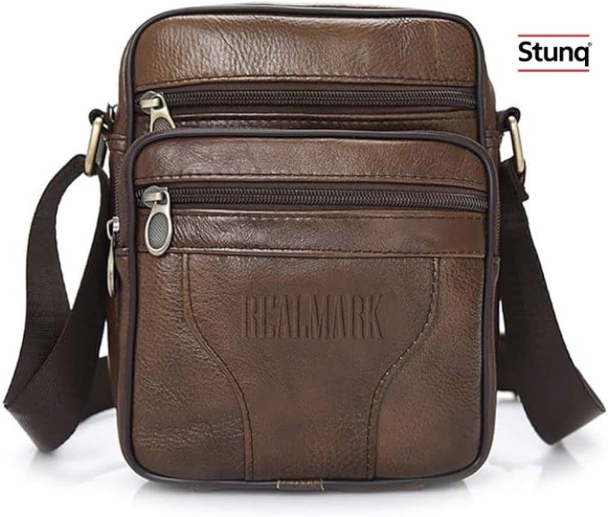 Heren Crossbody Tas van Echt Leder - Zakelijke Messenger Bag met Meerdere Vakken