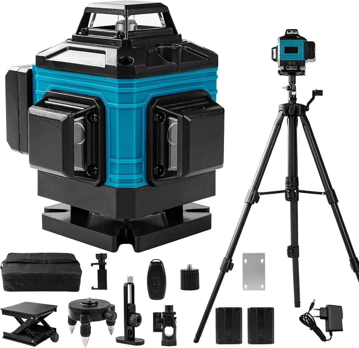 4D Kruislijnlaser met Statief - 16 Laserlijnen 360 Graden Zelfnivellerend Blauw Groen