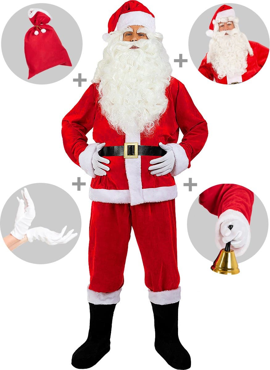 FUNIDELIA Papá Noel Deluxe Kostuum met accessoires voor mannen - Maat: 3XL