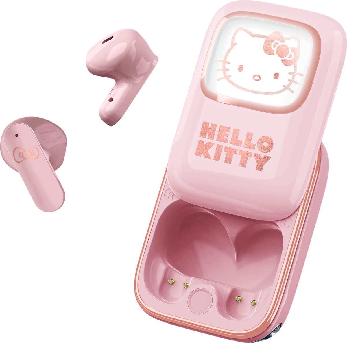 Hello Kitty - draadloze oordopjes - schuifdisplay met LED verlichting - met oplaadcase - touch control - lange batterijduur