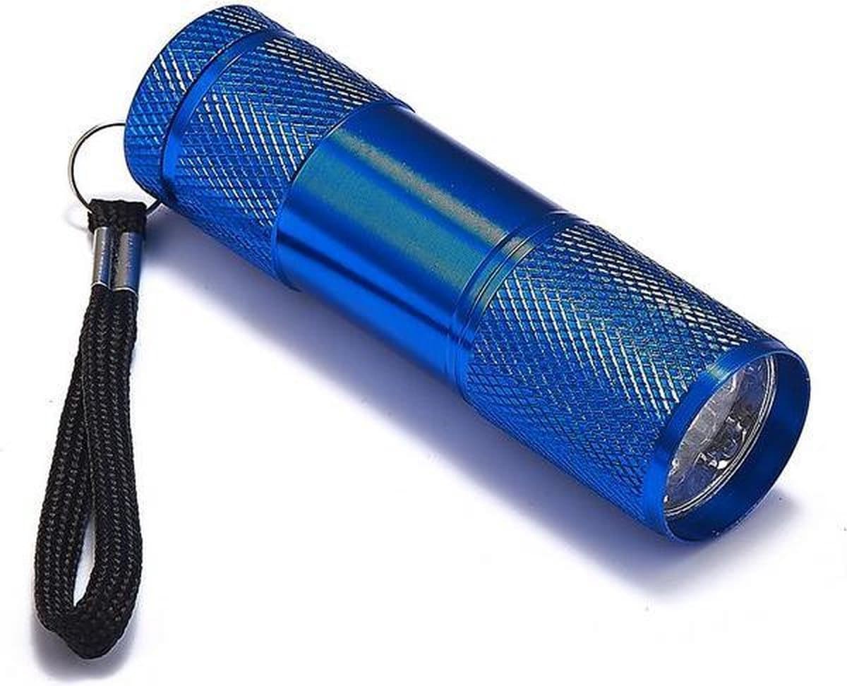 Mini zaklamp 9 LED Aluminium UV Ultra Violet paars licht - Blauw