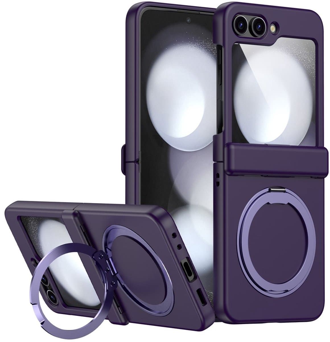 Lunso Geschikt voor Samsung Galaxy Z Flip 7 FE / Z Flip6 backcover hoesje met magnetisch-ring - Paars