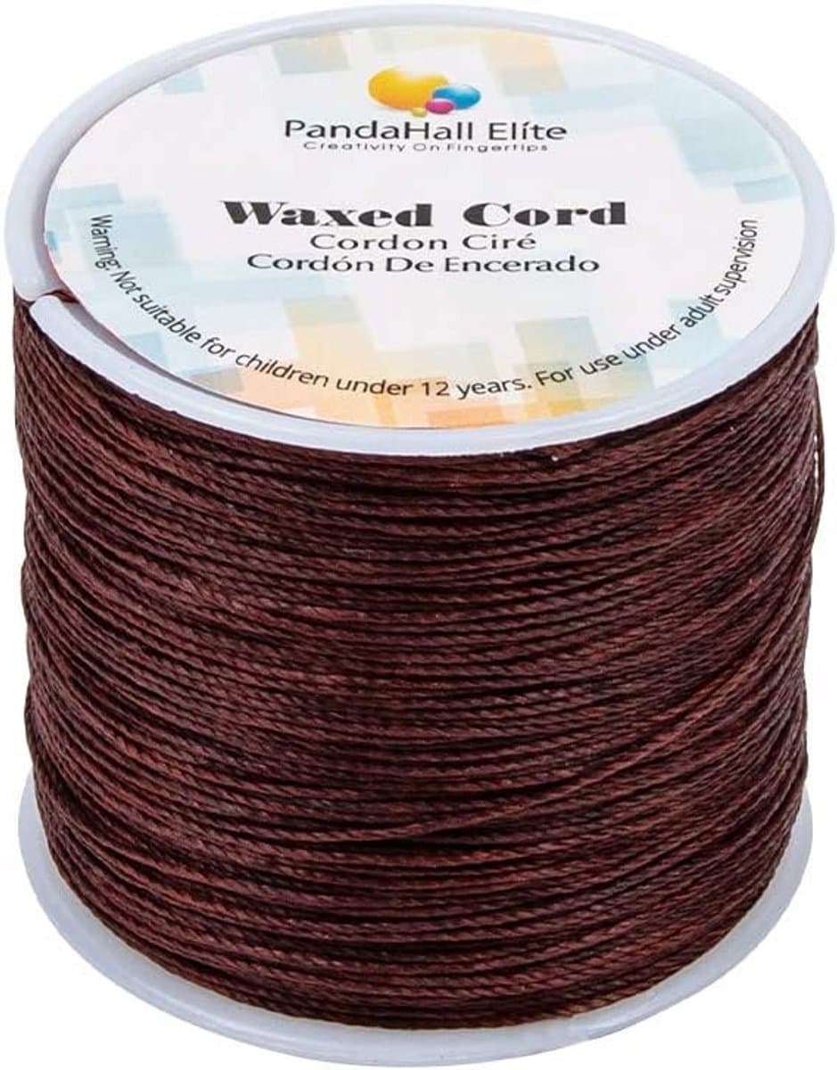 Gewaxt Katoensnoer 0,5mm 106m - Kokosbruin - Voor Sieraden Maken en Macrame