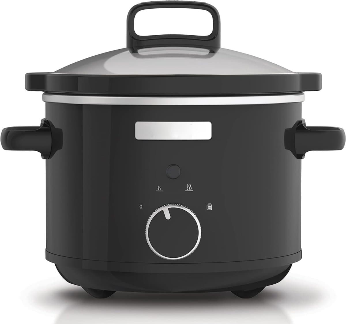 Quvo® Slowcooker met Timer - Crockpot - Stoompan - Inclusief Warmhoudfunctie - 2.4 Liter - Zwart - 21cm x 29cmx 28cm