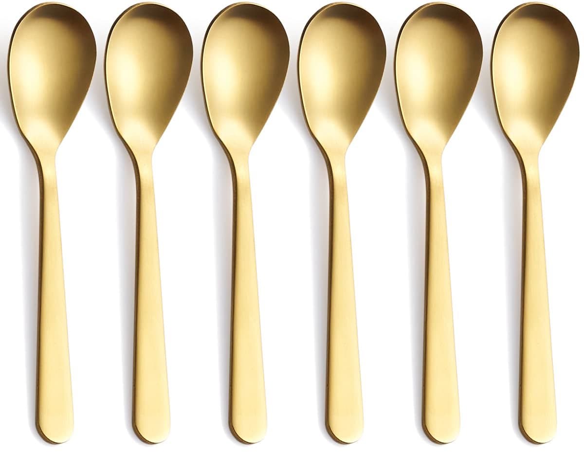 6 stuks - - Lepels - lange koffielepelset – 304RVS – Dessertlepelset – 11,1 cm – IJslepel – Theelepel – Suikerlepel – gouden