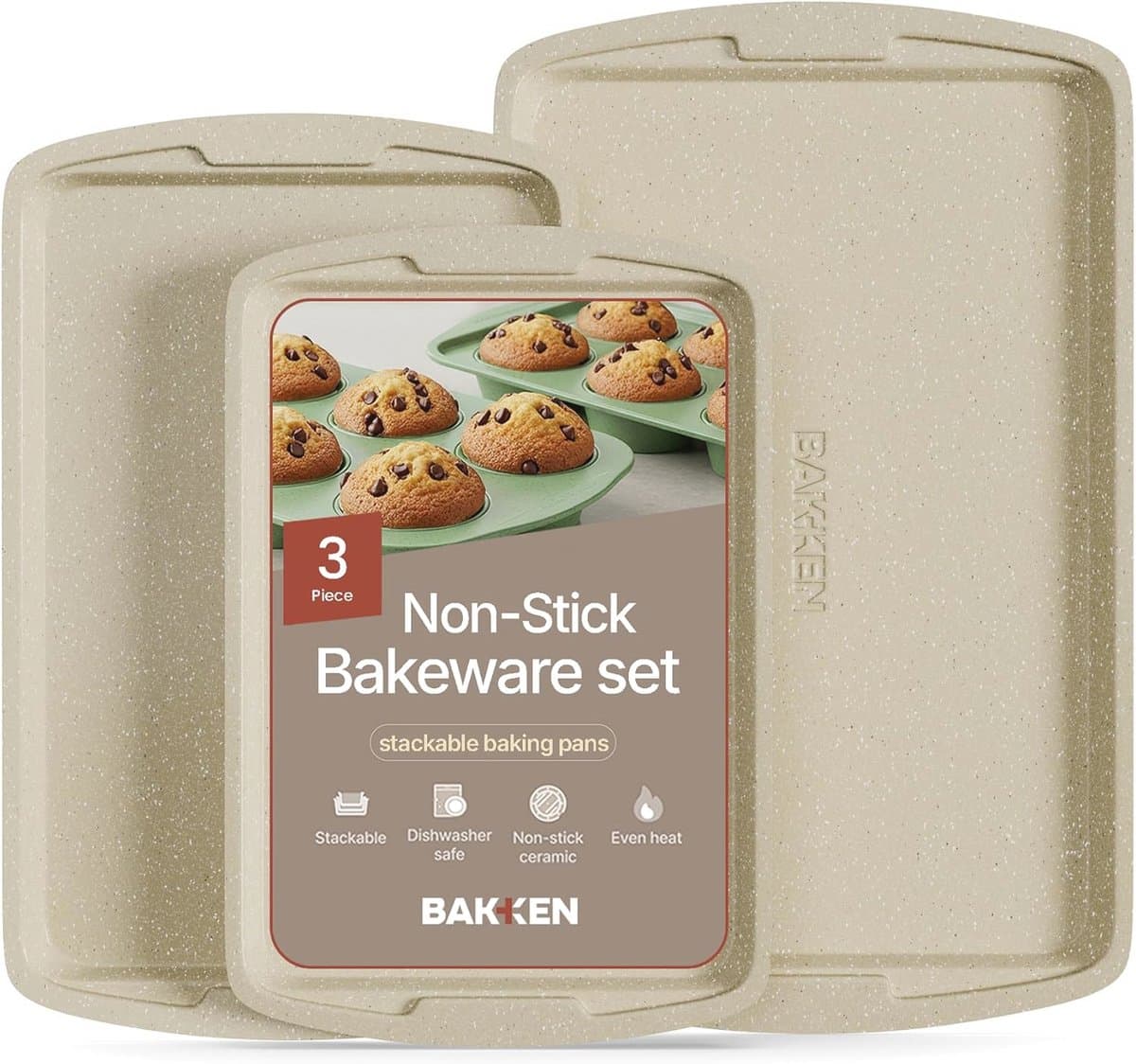 3-delige Bakplaat Set - Stapelbare Bakvormen met Luxe Keramische Coating - Vaatwasmachinebestendig