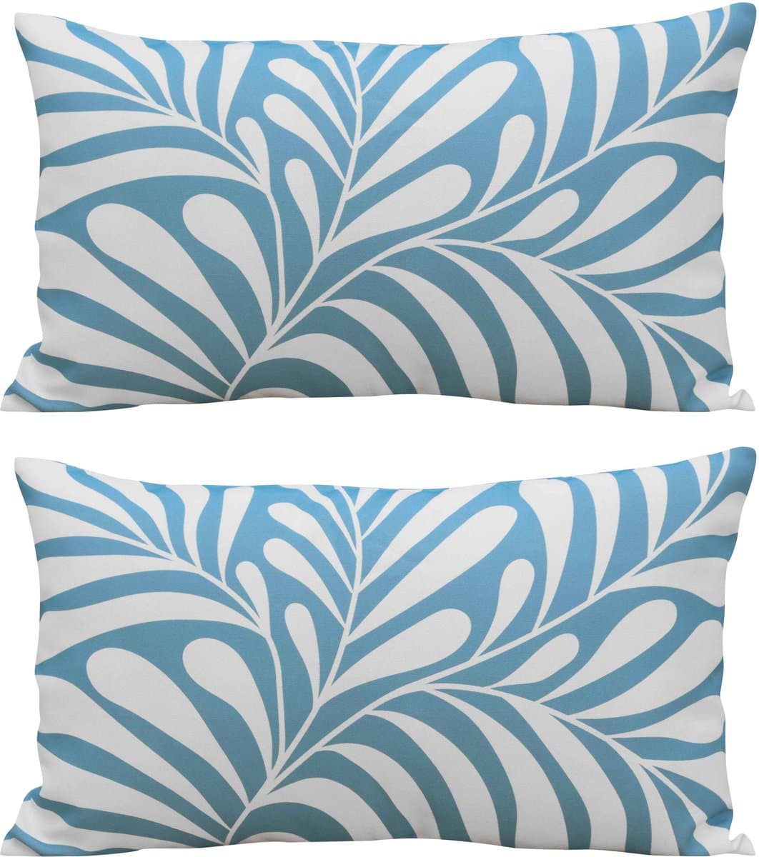 Oviala - Set van 2 rechthoekige lichtblauwe kussens 50 x 30 cm - Pipa