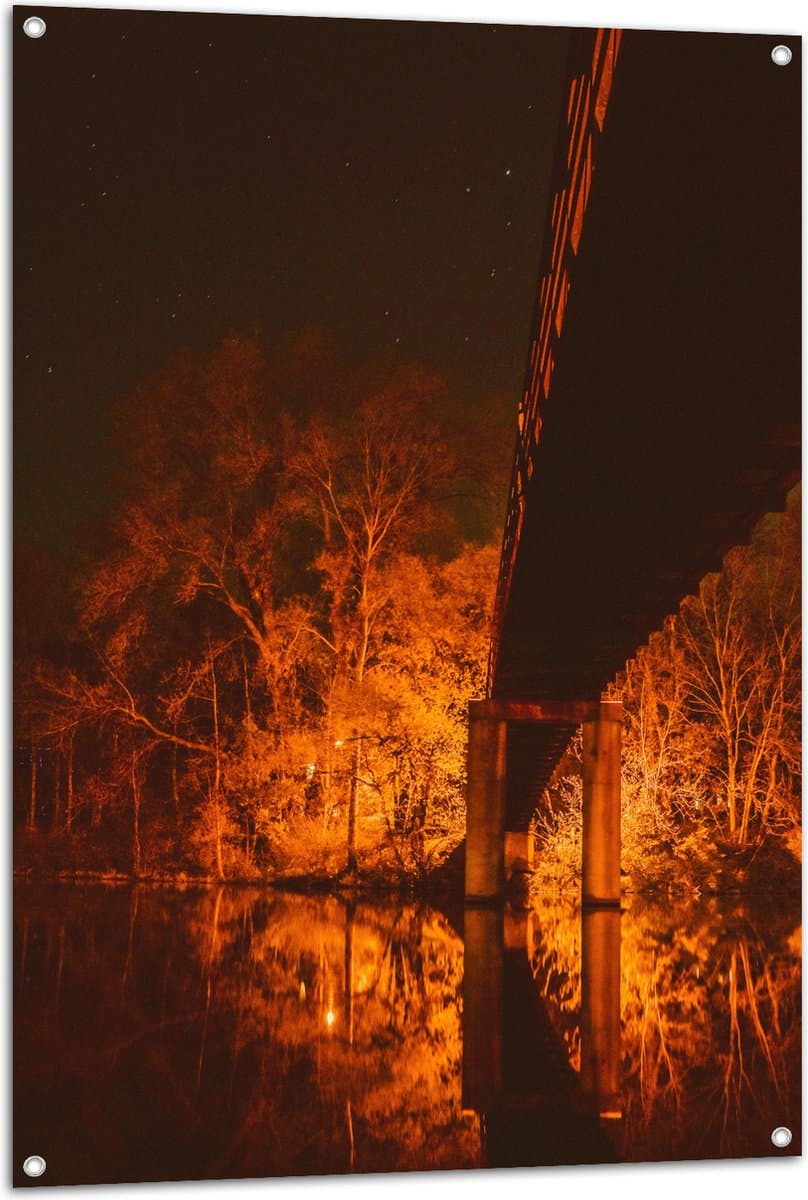 Tuinposter – Brug naar Oranje Bos - 80x120 cm Foto op Tuinposter (wanddecoratie voor buiten en binnen)