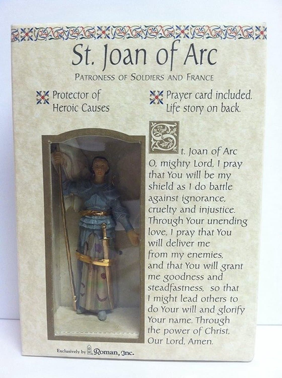 Jeanne d'Arc in Harnas met Vlag Beeldje Beschermheilige