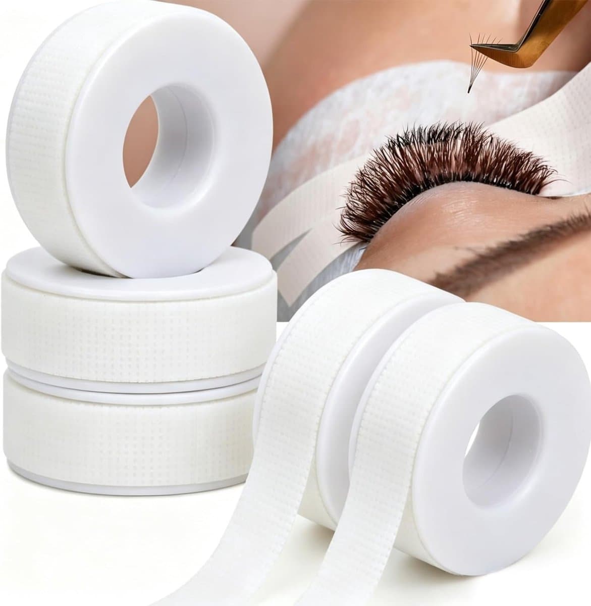 5 Rollen Ademend Siliconen Gel Wimperverlenging Tape, Gevoelige Huid, Perfect voor Make-up en Salongebruik, Gemakkelijk te Scheuren en Aan te Brengen
