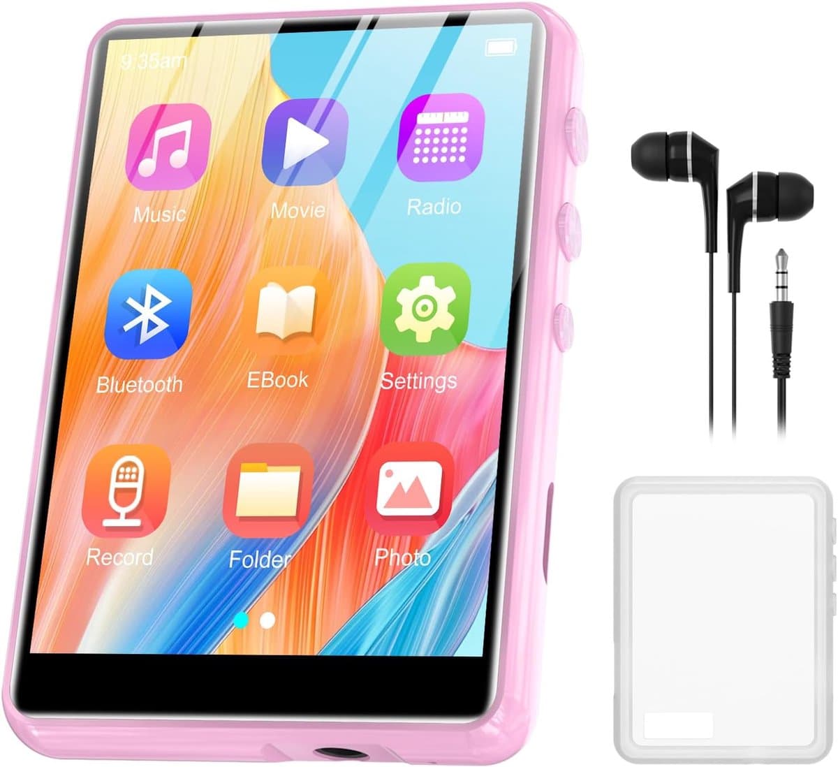 Draagbare MP3 Speler 64GB met Bluetooth 5.3, Touchscreen en Ingebouwde Luidspreker