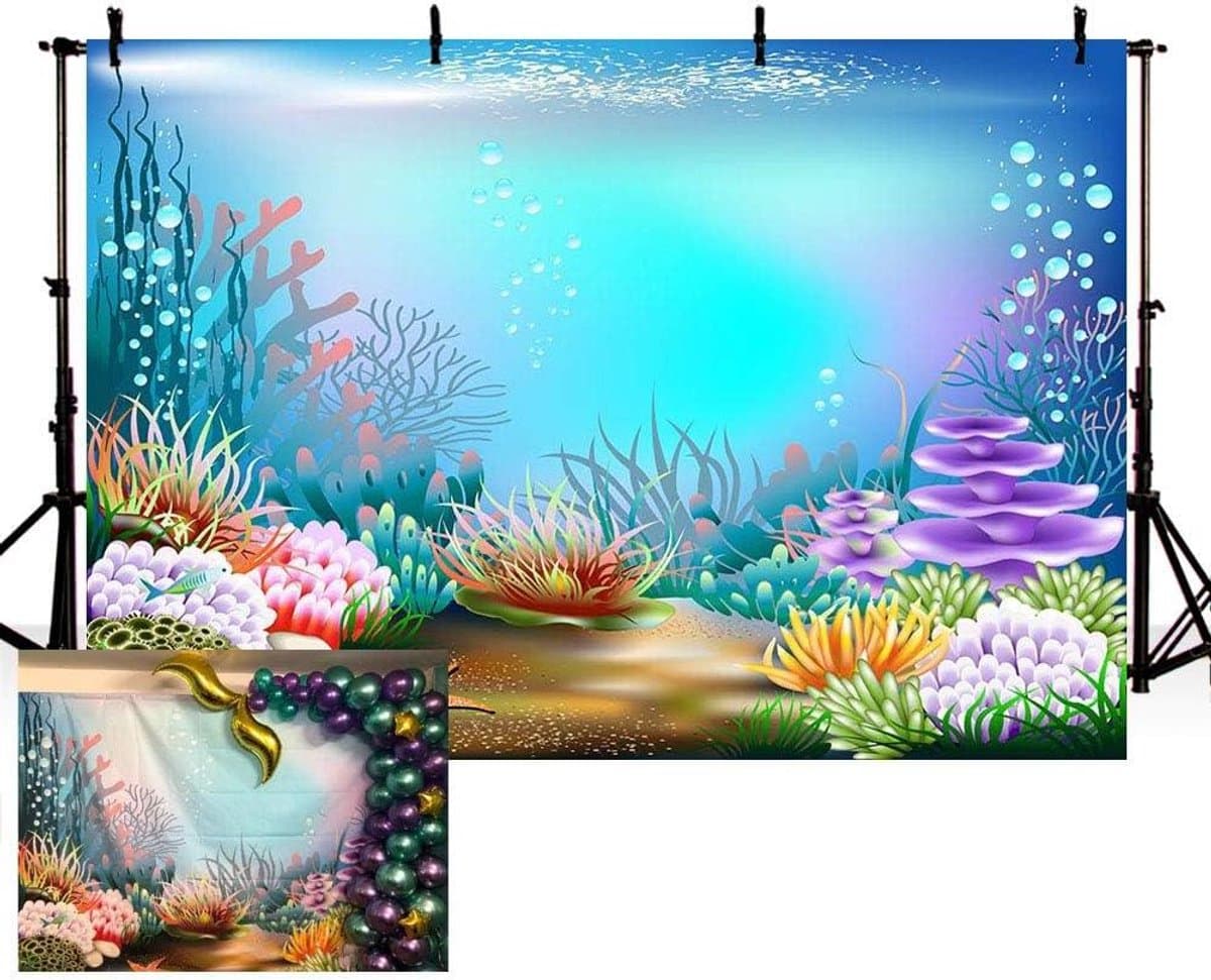 Fotoachtergrond Zeemotief - Fotostudio Doek - Feest Decoratie - Hoge Kwaliteit Stof - 2.1 x 1.5 meter - Blauw Paars
