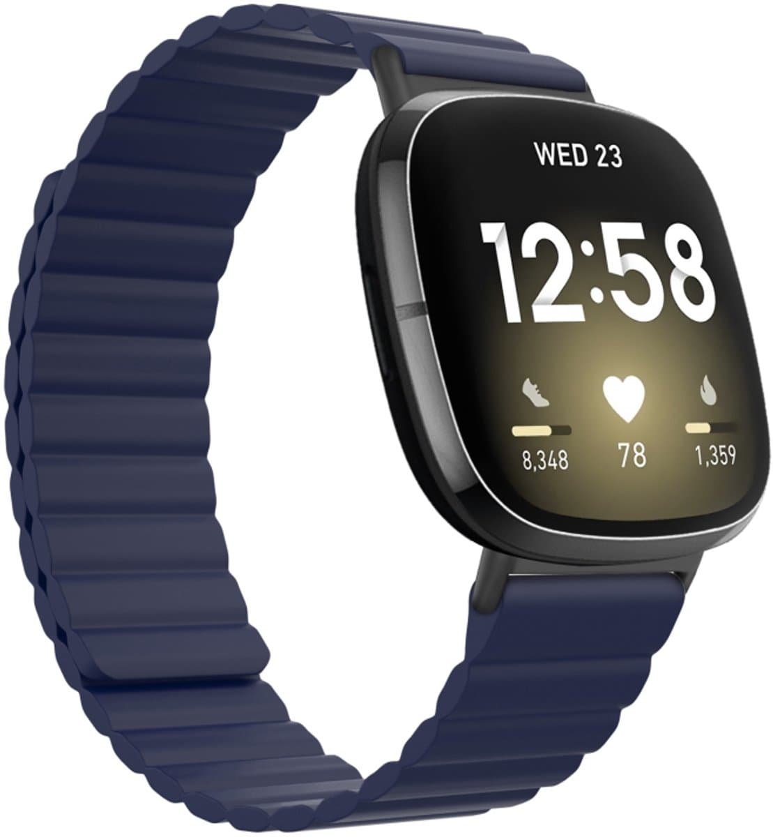 Voor Fitbit Versa 4 / Sense 2 universele magnetische siliconen horlogeband (blauw)