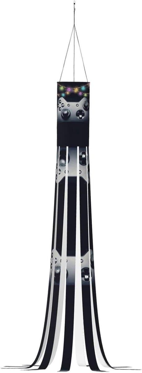 Halloween Windsock - Windzak met Lichtjes - Tuin Decoratie - Gaming Controller Print - 150 cm x 15.5 cm - Multicolor