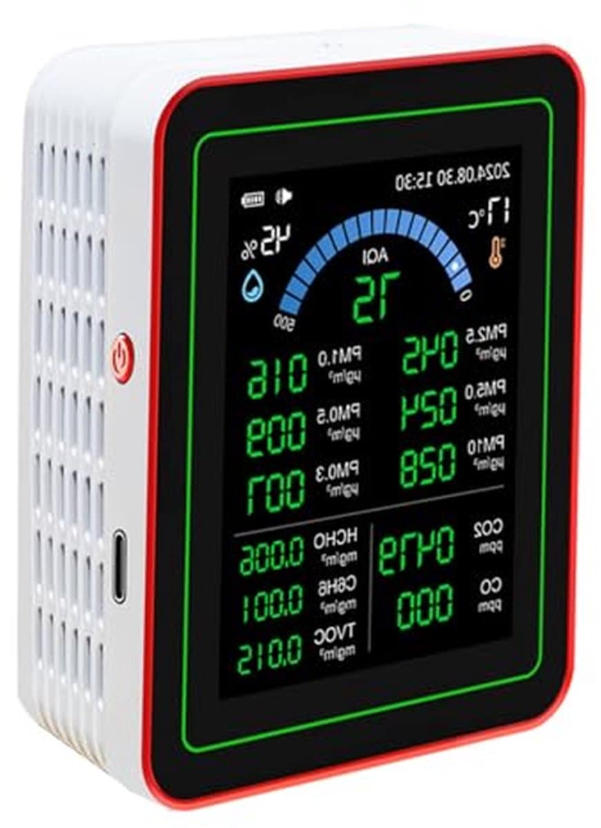 Luchtkwaliteitsmonitor - Luchtmeter - Binnenlucht Meten - 18 in 1 Analyse - 2.8 inch HD Scherm - Wit