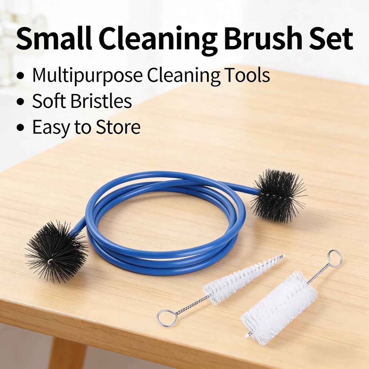 Dailygoods- Reinigingsborstels Set - Kegelvormige Borstel - Vatvormige Borstel - Flexibele Slangenborstel - Onderhoud Trompet - Zachte Borstels - Trompet Onderhoudset