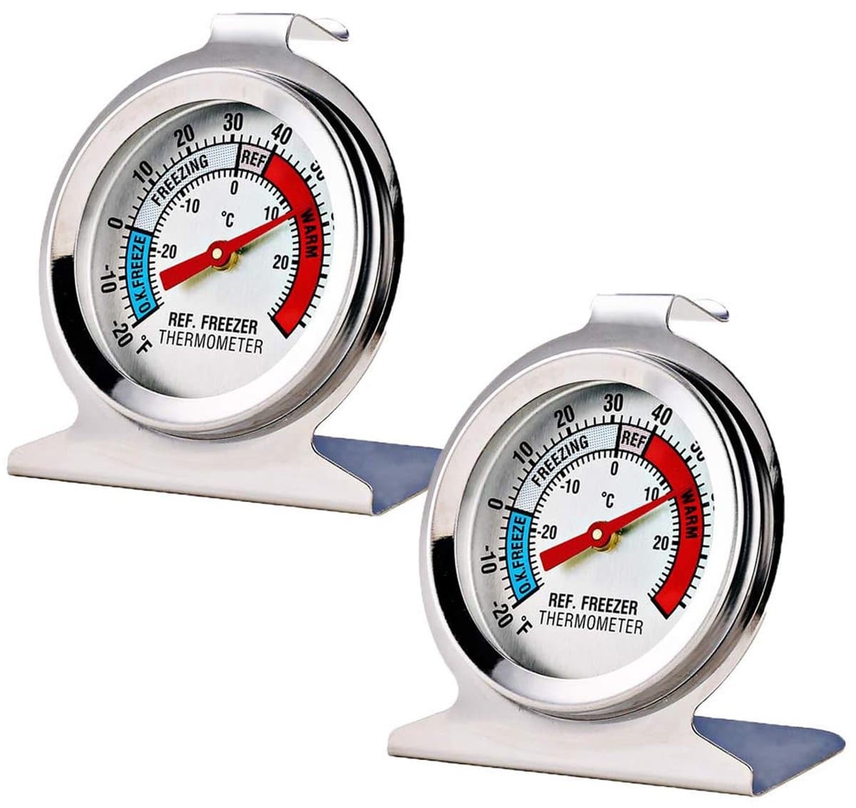 Dailygoods - Koelkast Thermometer - 2 Stuks - Grote Wijzerplaat - Voor Vrijezer en Koelkast - Nauwkeurig aflezen - Gemakkelijk in gebruik - Voor dagel...
