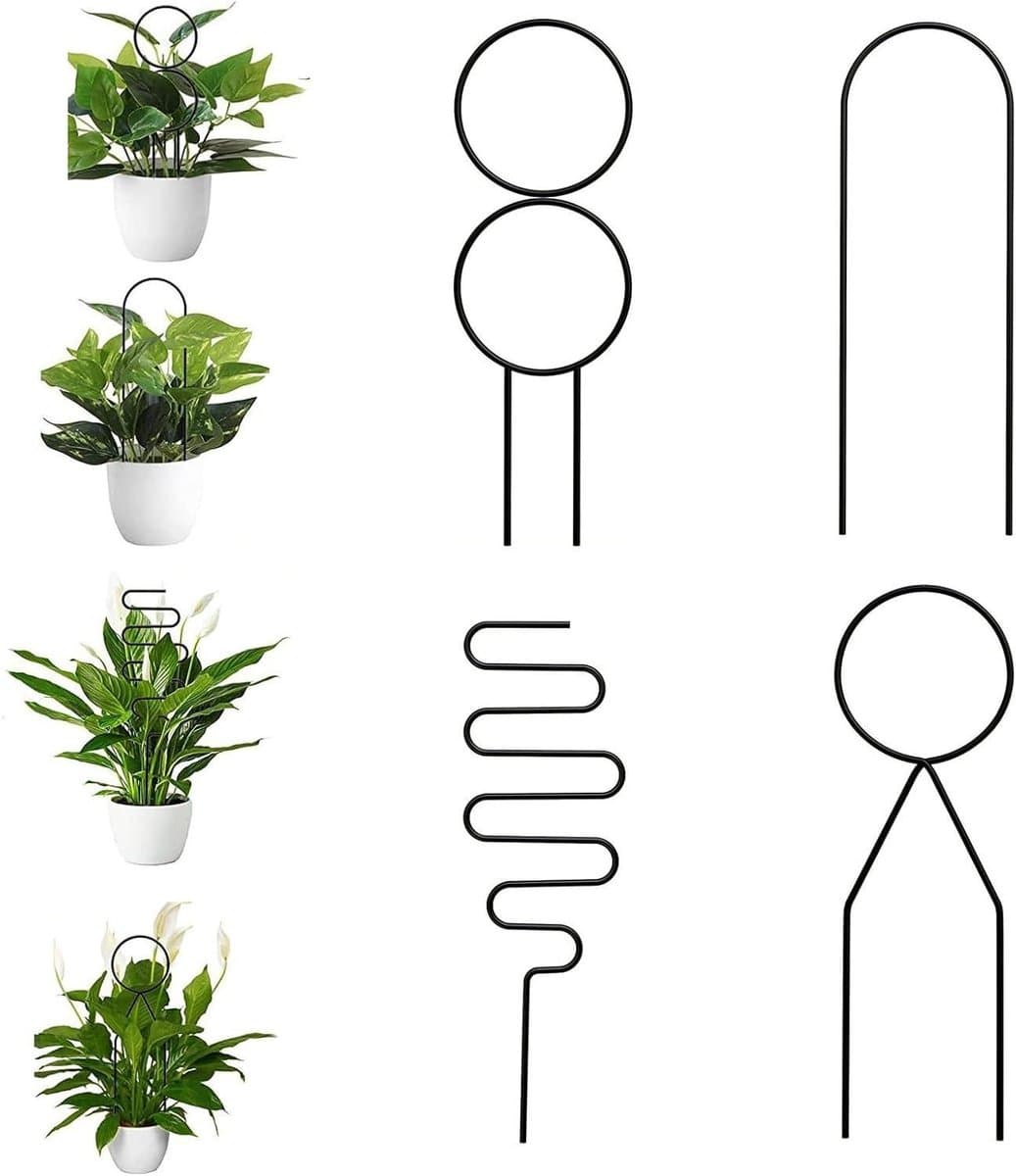 Plantenrek Metaal - Klimsteun Potplant - Planten Steunen - Veelzijdige Vormen - 4 Stuks - Zwart
