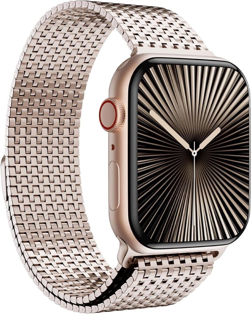 Milanese Armband voor Apple Watch Ultra en Series 1 t/m 10, Magnetische RVS Mesh Loop voor 49mm, 46mm, 45mm, 44mm, 42mm, Geschikt voor Mannen en Vrouwen