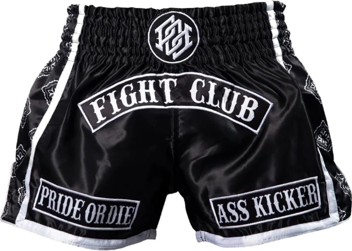 PRIDE or DiE FIGHT CLUB Muay Thai Shorts Zwart Wit - XS