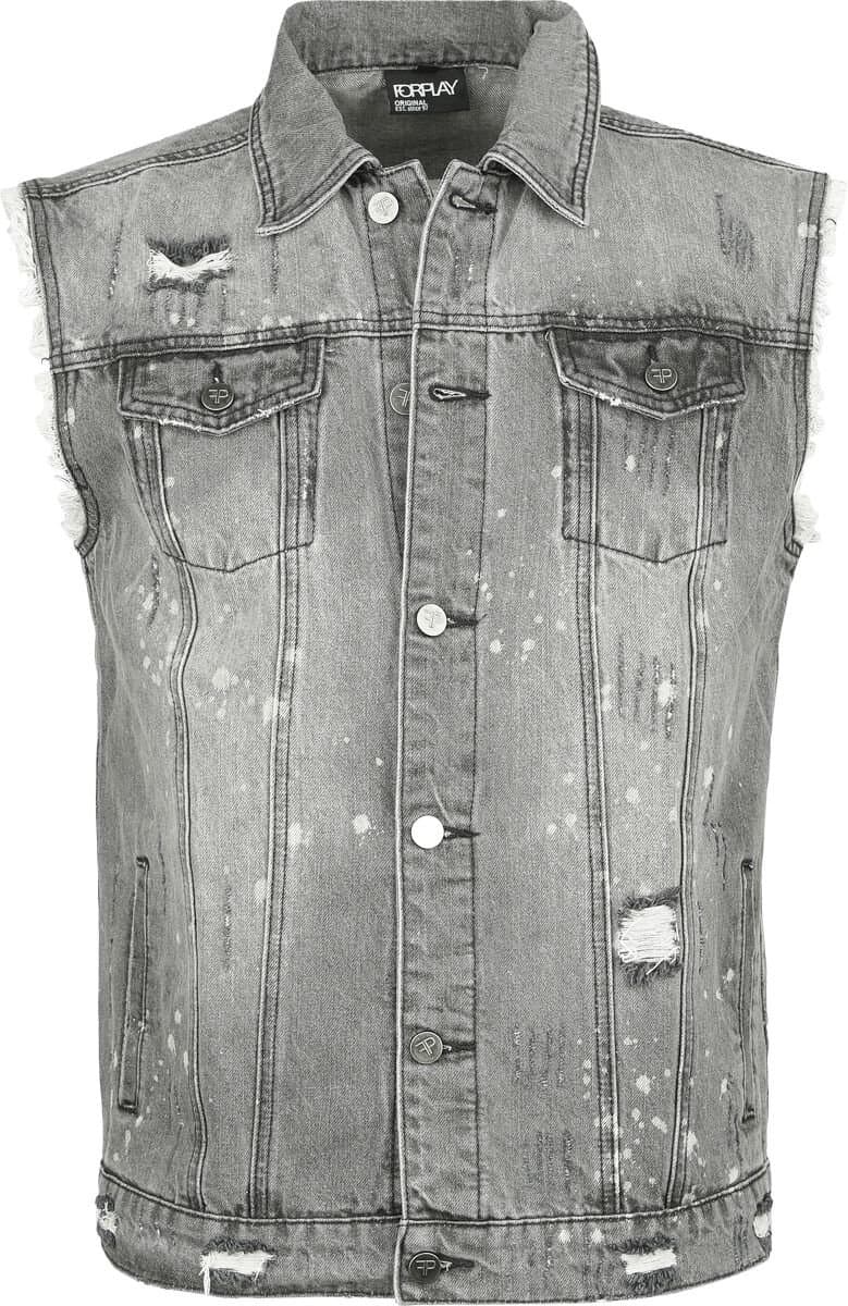 Forplay Destroyed Washed Denim Vest Heren Bodywarmer - grijs - L