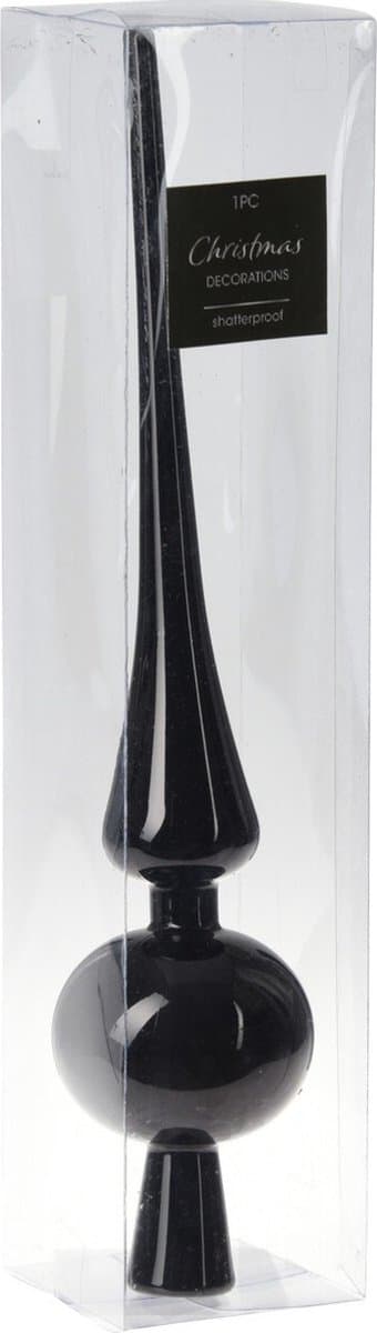 Kerstboom piek in het zwart - 27,5 cm - kunststof - glans - piek topper - Kerstversiering - kerstboomversiering