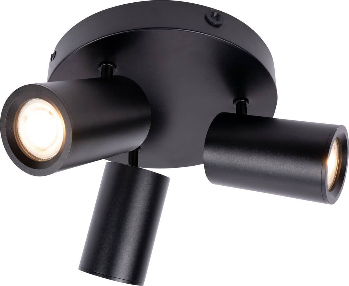 Ledvion - LED Plafondspot - Zwart 3-lichts - Dimbaar - 3W - 2700K - GU10 - IP20