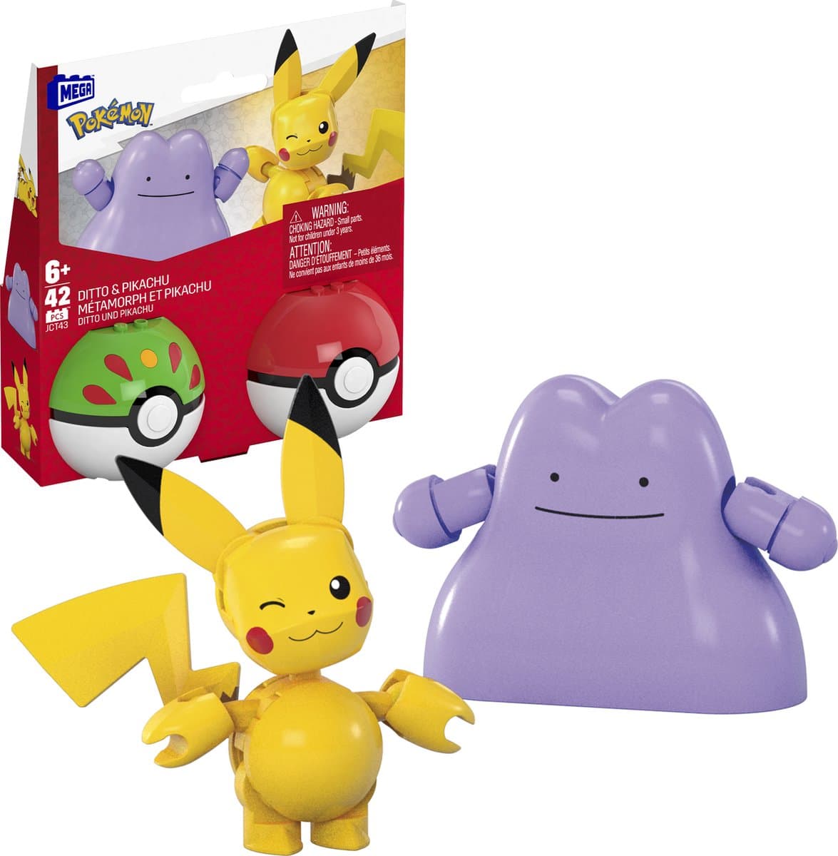 Mattel Mega Pokémon Pikachu&Ditto bouwset - 42 stuks, multikleur