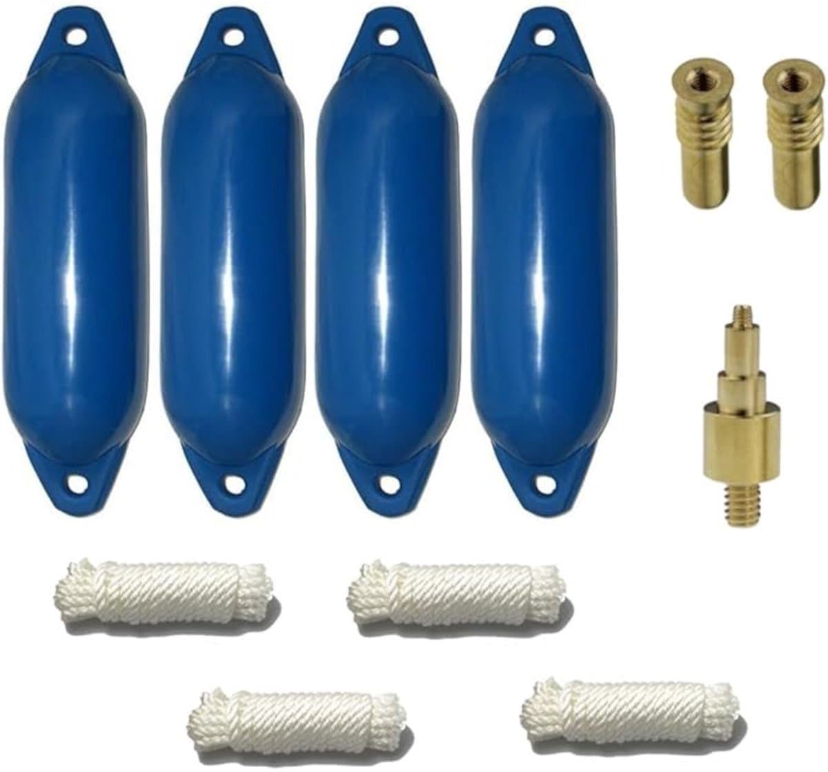 Set van 4 met Majoni Star 55 stootwillen incl. spatelleidingen, 2 vervangingsventielen, 1 ventieladapter - blauw, 90 x 30 cm