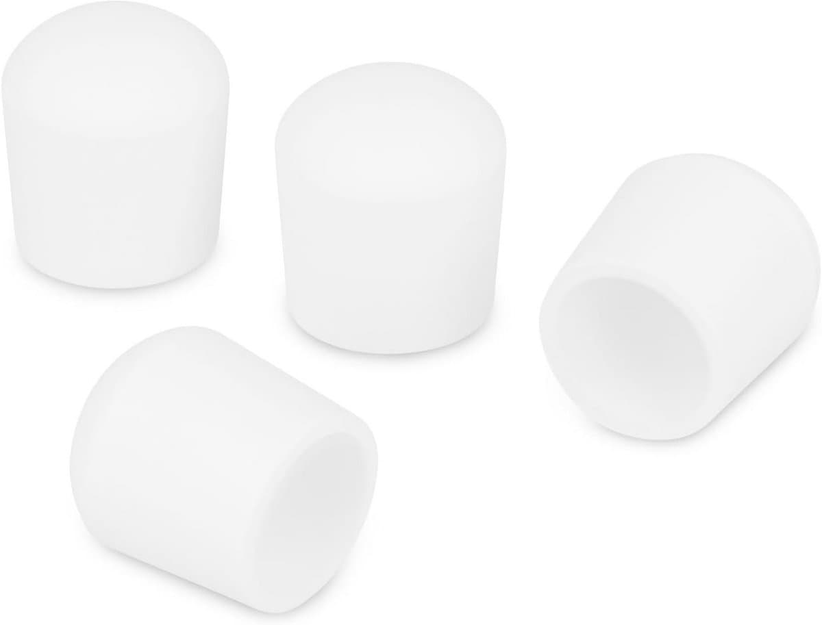 Set van 4 Ronde Stoppen voor Stoelpoten en Buisframes, 14 mm, Wit