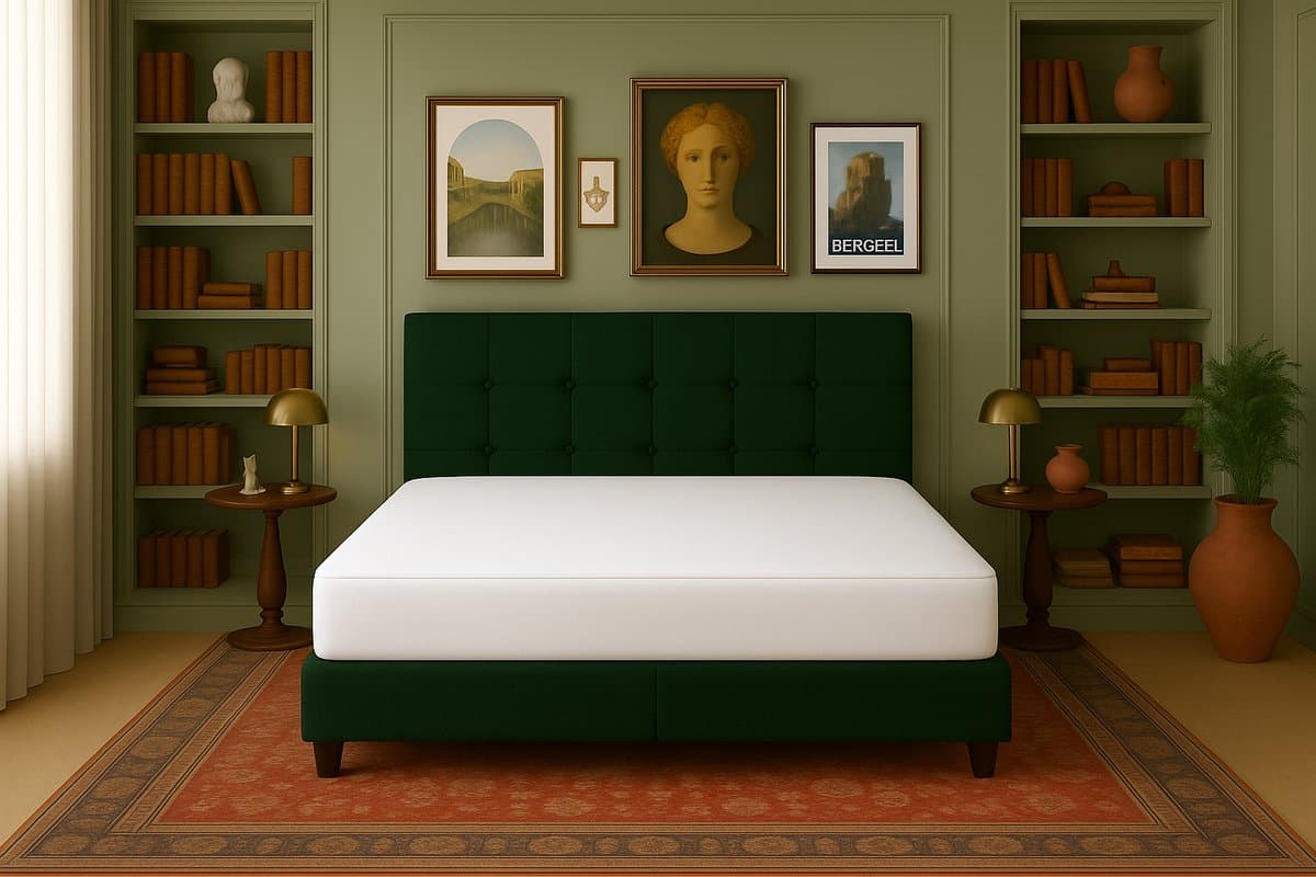 Boxspring Torino Vlak 180x220 cm Luxe Pocketvering Stof donkergroen Gratis 2x Hoofdkussens