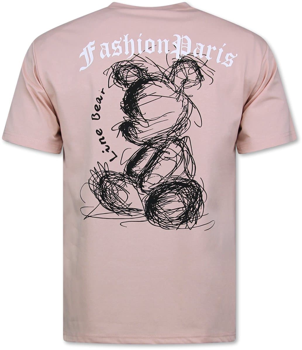 Heren Tshirt met Opdruk - Oversized T shirt Heren - T shirt Heren Grappig - Bear - 691 - Roze