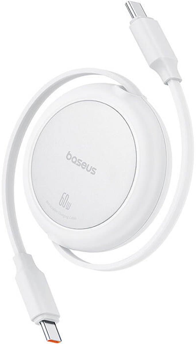 Baseus Free2Pull Mini Oplaadkabel USB-C naar USB-C 60W 1m Maanwit
